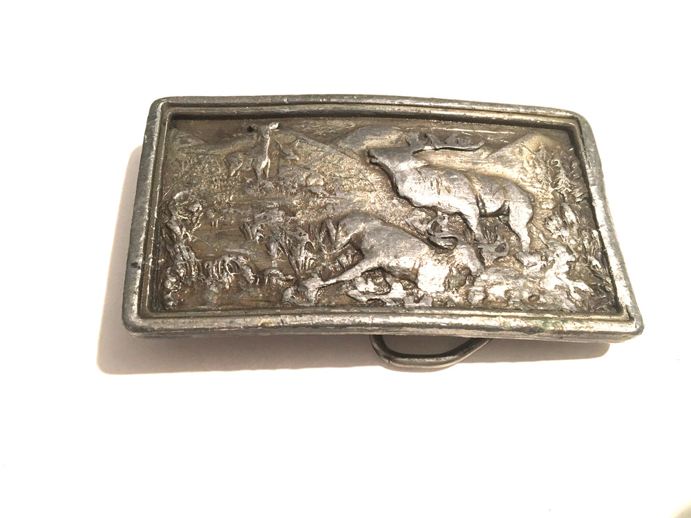 1977 BERGAMOT BELT BUCKLE USA WILD ANIMALS MOOSE MOOSEHEAD BRASS WORKS F-144